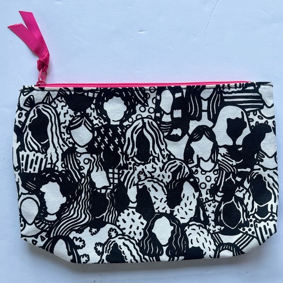 Ipsy Cosmetics Bag Collaboration With Priscilla Witte Black White Pink - Picture 2 of 6
